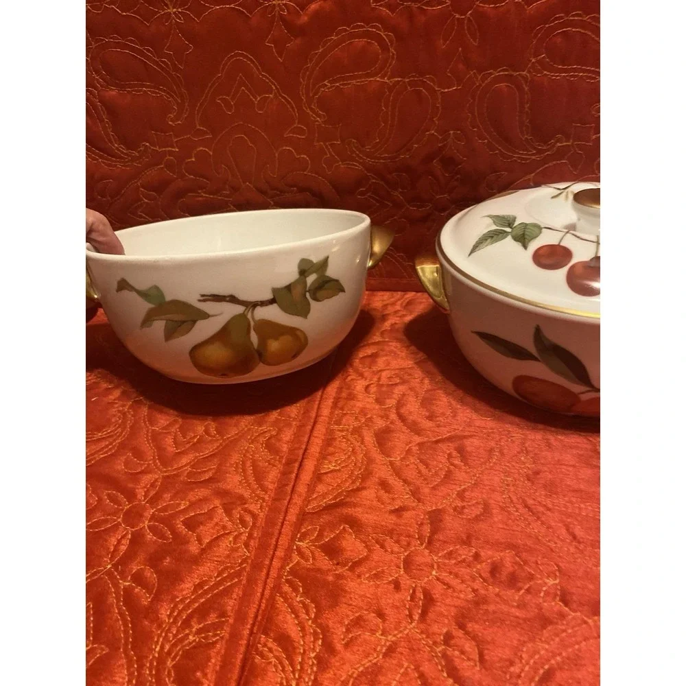 Royal Worcester Evesham Gold Casserole Covered‎ 1 Qt 2 Bottoms, 1 Cover Vintage